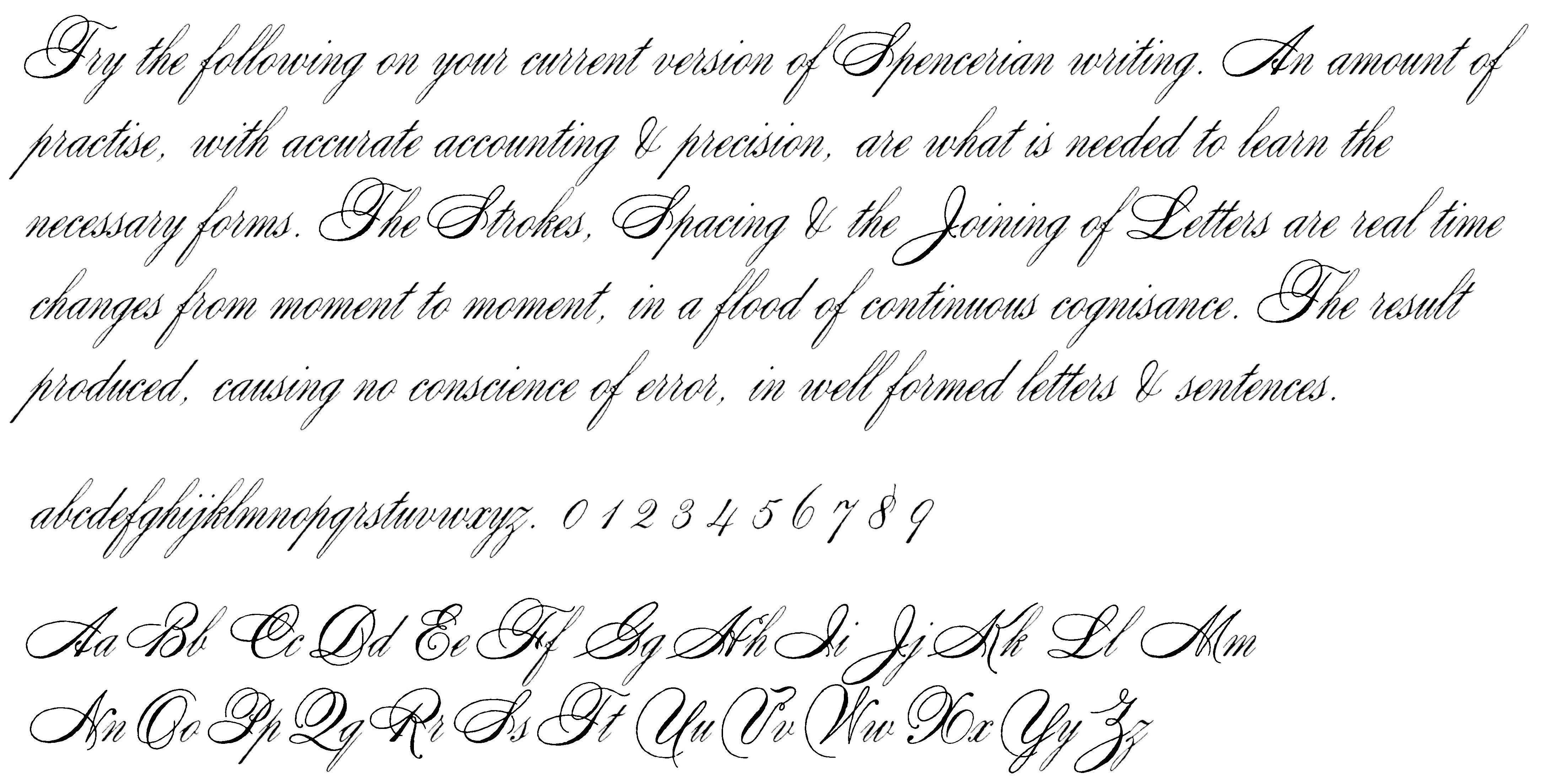 Spencerian font sample text